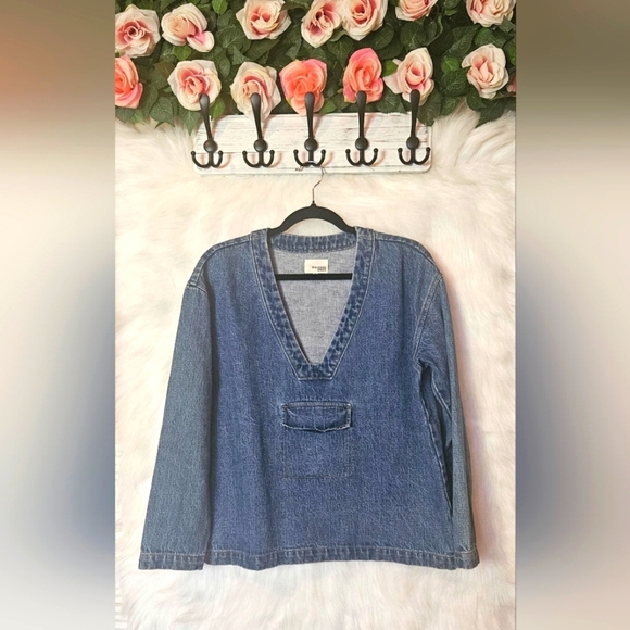 Wilfred Jackets & Blazers - Wilfred Free Cropped Pullover Denim Shacket (NWOT)